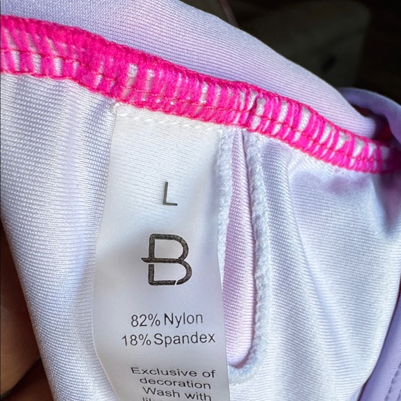 B. Swim Hot Pink Two-Piece Bikini Set with White Trim - Picture 3 of 3